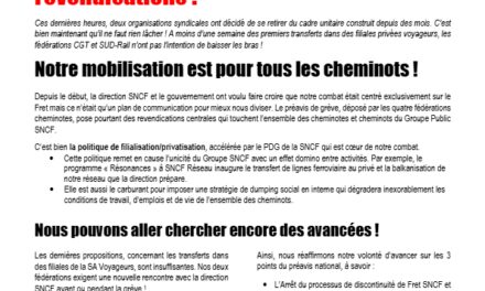 On n’abandonne pas l’action et nos revendications !