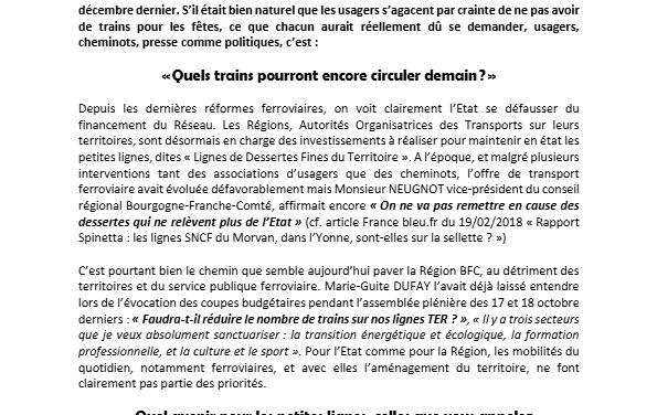 Menaces sur les trains du Morvan !