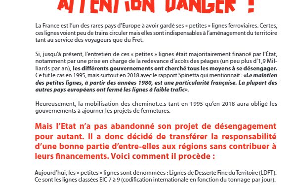 Fermeture des « petites » lignes, attention danger !