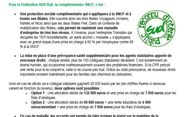 Mutuelle SNCF obligatoire : rétablissons quelques vérités !!