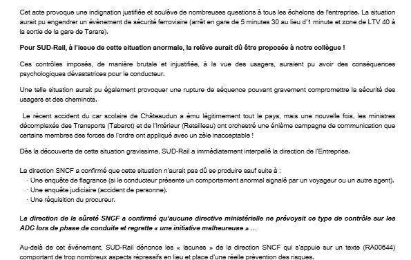 LN Dépistage alcoolémie en tête de train, l’excès de zèle des forces de l’ordre…