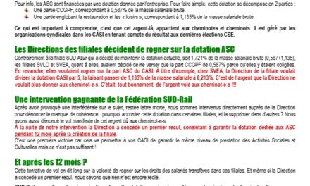 Dotations des Activités Sociales et Culturelles dans les filiales