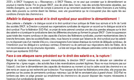 Dialogue social, droit syndical… La rupture !
