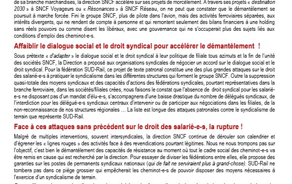 Dialogue social, droit syndical… La rupture !