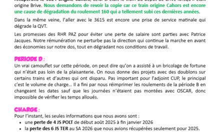 Compte rendu de la commission roulement 160 C et D 2025