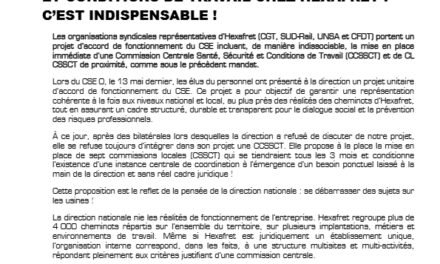 UNE COMMISSION CENTRALE SANTÉ, SÉCURITÉET CONDITIONS DE TRAVAIL CHEZ HEXAFRET : C’EST INDISPENSABLE !
