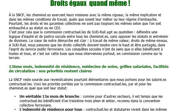 À statut égal, droits égaux !