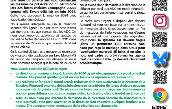 Une Direction de la Traction fantômatique, le bordel dans les établissements !