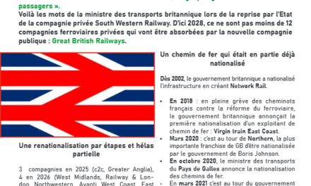 30 ANS APRÈS SAPRIVATISATION, LE CHEMIN DEFER BRITANNIQUE EST RENATIONALISÉ
