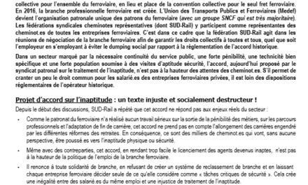 Cheminot.e aujourd’hui, inapte demain, licencié.e après-demain !
