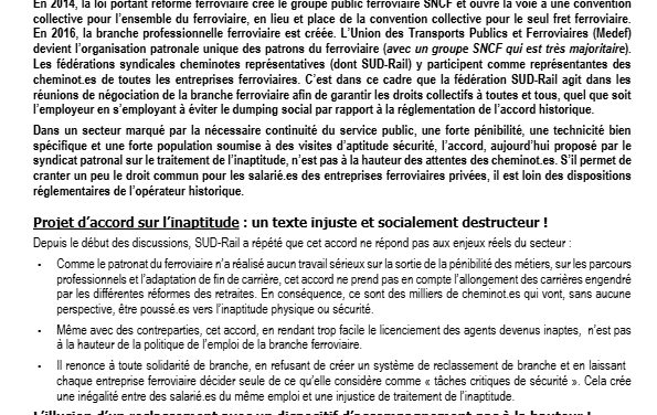 Cheminot.e aujourd’hui, inapte demain, licencié.e après-demain !