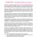 Budget 2026 : Pas d’économies sur nos vies !