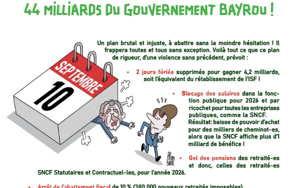 Le 10 septembre en grève : RÉDUISONS À NÉANT LE PLAN DE RIGUEUR