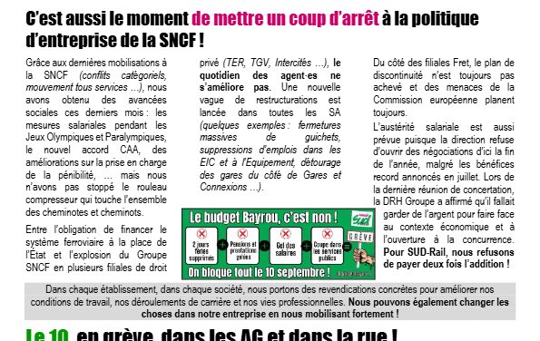 Le 10 septembre, il faut taper très fort !