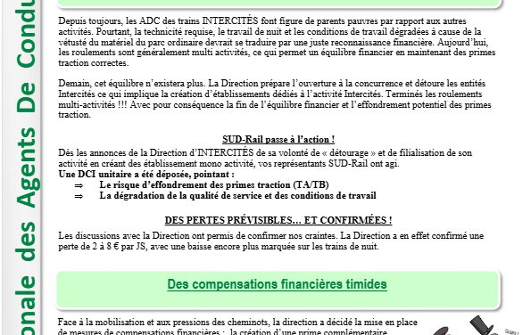 L&rsquo;info ADC : La filialisation d’Intercités et ses conséquences