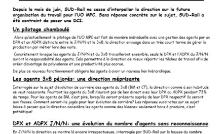 L&rsquo;incongru du TSEE Une DCI SUD-Rail Obligatoire sur l&rsquo;organisation de l&rsquo;UO MPC !
