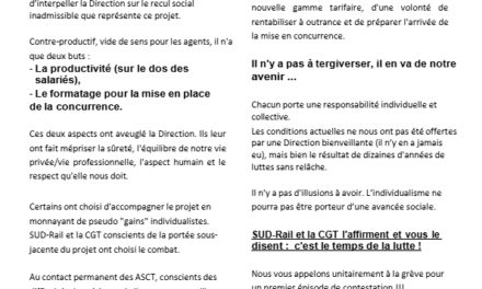 APPEL Unitaire À LA GRÈVE des ASCT LIGNES D/R le 26 novembre!