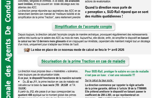 L&rsquo;info ADC SUD : GT Prime Traction Nos revendications restent inchangées !!