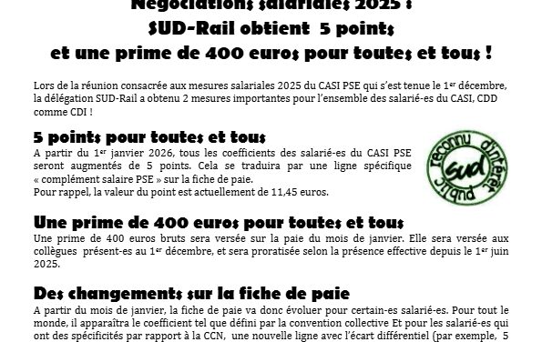 Lettre d’information des personnels du CASI PSE 1er Novembre
