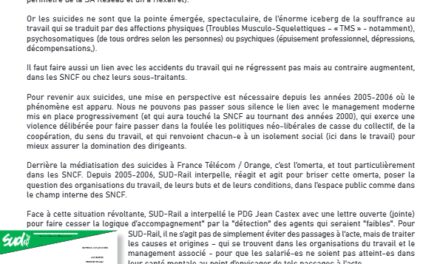 SUICIDES DANS LE GROUPE SNCF : LA VAGUE EST LÀ !