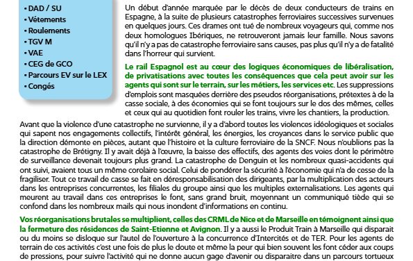 TRACT RPX ET TGV Sud-Est / janvier