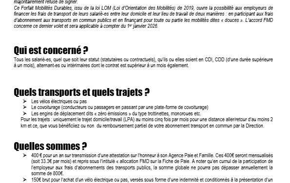 SUD-Rail signe l’accord Forfait Mobilités Durables