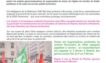 Belgique, Etat Espagnol, Ukraine, Palestine… notre syndicalisme cheminot est international !