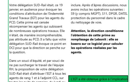 L&rsquo;Aiguillon de l&rsquo;EIC PSE / IGT au PCD de Vigneux
