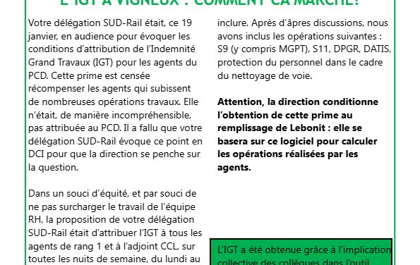L&rsquo;Aiguillon de l&rsquo;EIC PSE / IGT au PCD de Vigneux