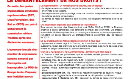 Traction : unité totale contre le démantèlement de nos droits