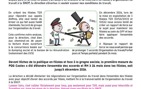 ORGANISATION DU TRAVAIL LA DIRECTION TENTE LE DUMPING SOCIAL !