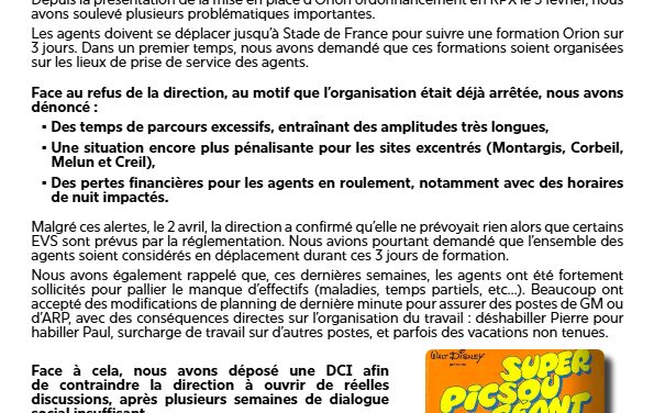 Formation Orion des agents du bdc. SUD-Rail fait bouger la direction !