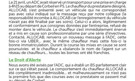 DROIT D&rsquo;ALERTE / ALLOCAB en roue libre, la direction fait l&rsquo;autruche