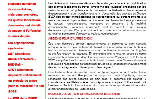 Préavis unitaire le 10 Juin : TOUTES ET TOUS EN GRÈVE !