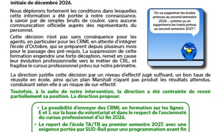 DCI Écoles traction supprimées !