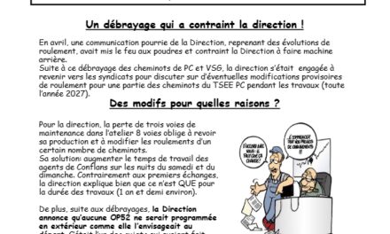 L&rsquo;incongru du TSEE : Modification des roulements durant les travaux à PC