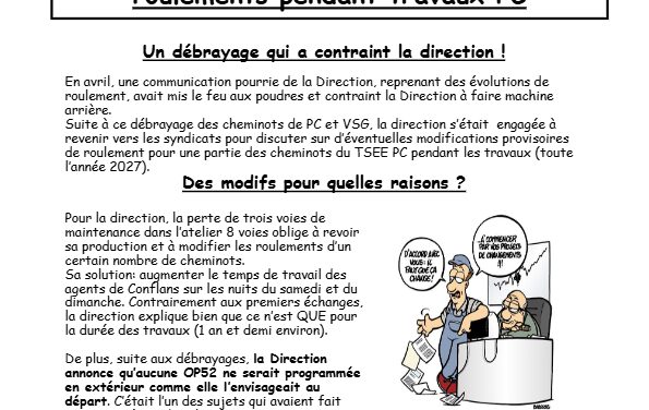 L&rsquo;incongru du TSEE : Modification des roulements durant les travaux à PC