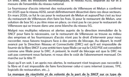 Fermeture du Restaurant de Villeneuve-st-georges, merci la SNCF!