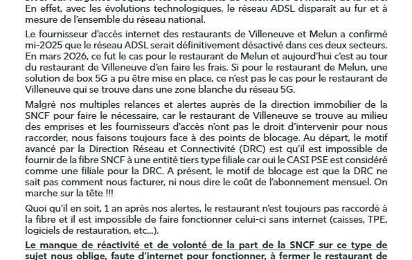 Fermeture du Restaurant de Villeneuve-st-georges, merci la SNCF!