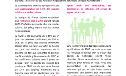Nettoyage ferroviaire: des salaires toujours au plus bas!