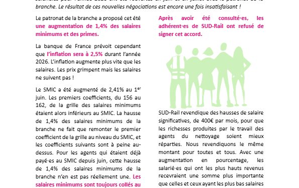 Nettoyage ferroviaire: des salaires toujours au plus bas!