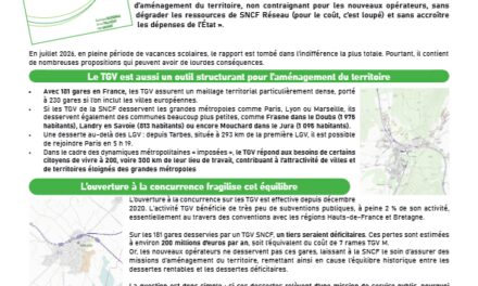Le TGV d’aménagement du territoire en véritable danger