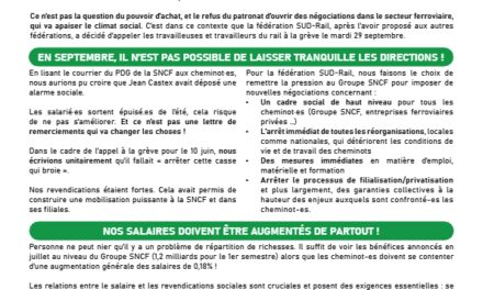 SUD-RAIL APPELLE À LA GRÈVE LE 29 SEPTEMBRE !