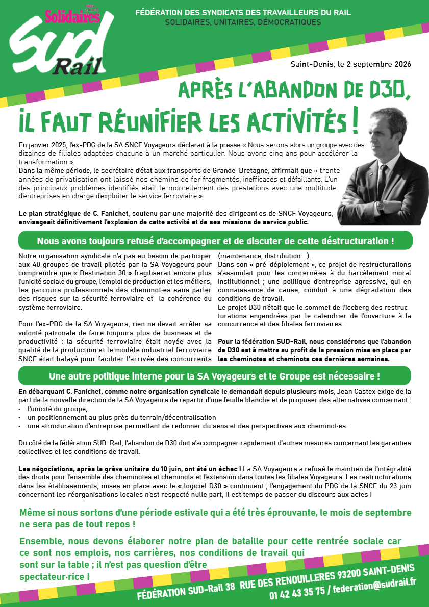 IL FAUT RÉUNIFIER LES ACTIVITÉS !