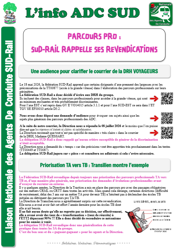 LN ADC : Retour sur l’audience sur le parcours pro grande vitesse